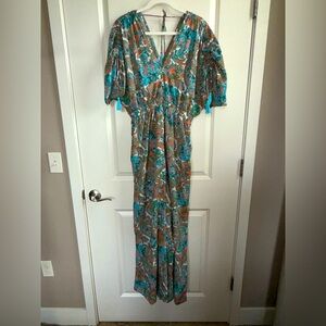 Anthropologie Boemo Floral Boho Jumper with Puff Sleeves Size XL NWOT